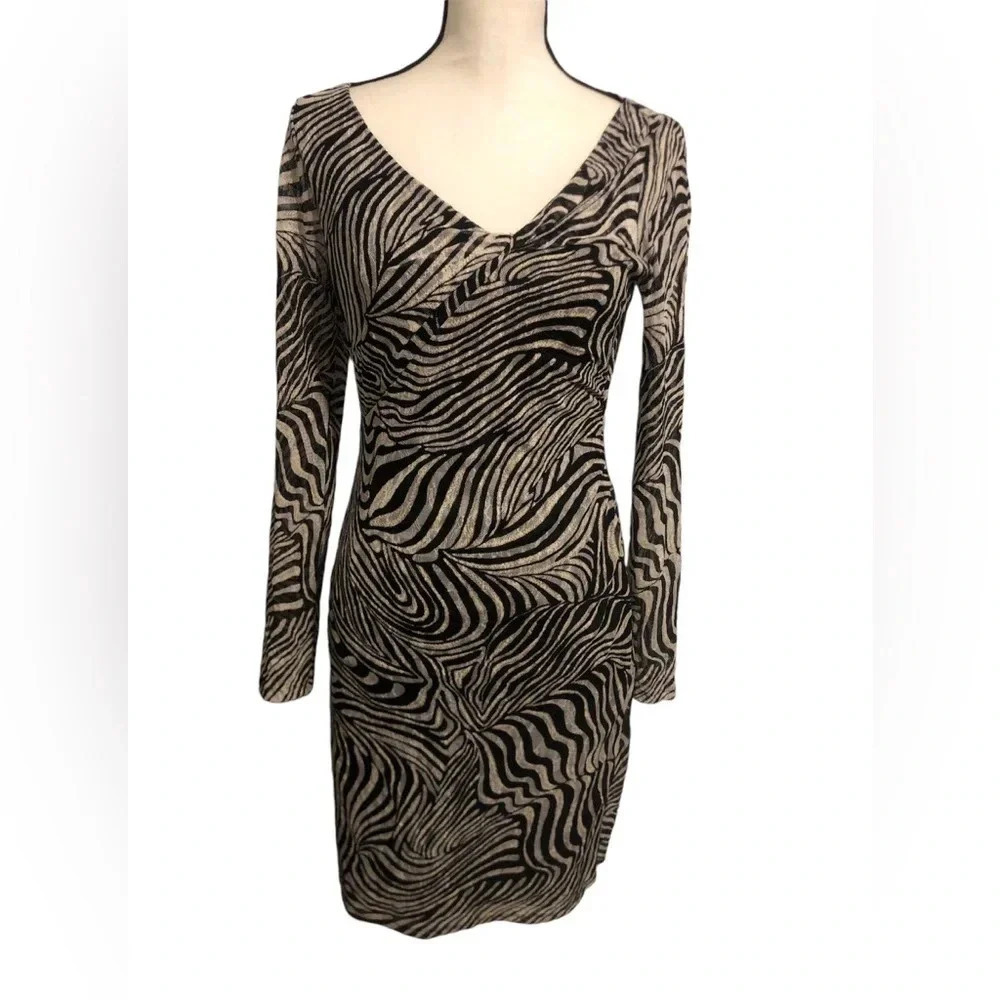 Reiss  Zebra Print Mesh Midi Dress Size 8